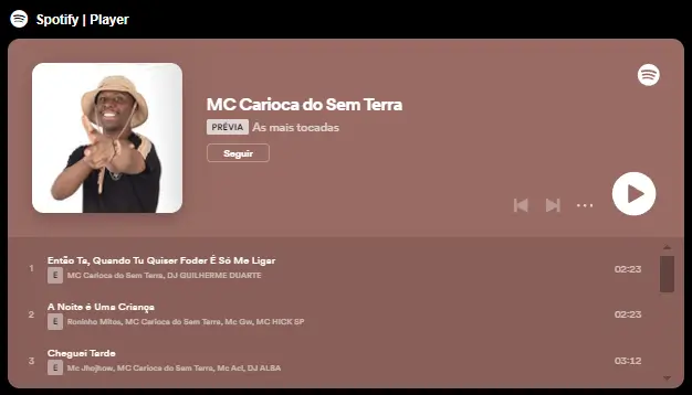 MC Carioca do Sem Terra - Player Spotify - Print MC Carioca do Sem Terra - Player Spotify - Print